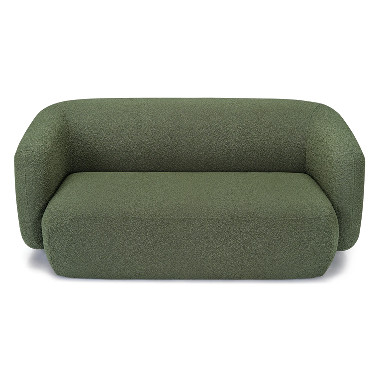 Sofá 2 plazas VOLTA Madera Negra / Bouclé Verde Caqui 170 cm 3