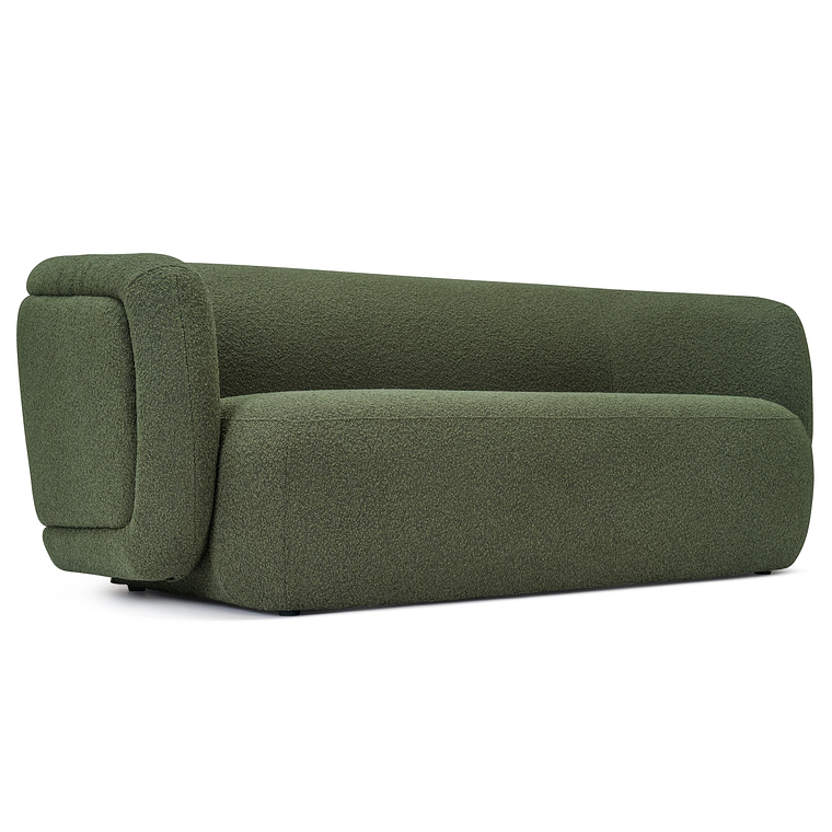 Sofá 2 plazas VOLTA Madera Negra / Bouclé Verde Caqui 170 cm 4