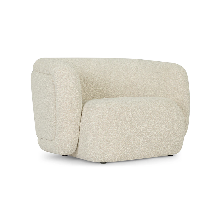 Sofá 1 plaza VOLTA Madera Negra / Blanco Avena Bouclé 100 cm 2