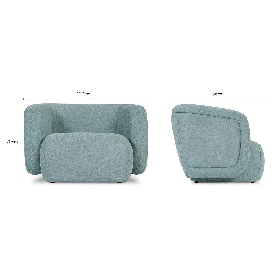 Sofá 1 plaza VOLTA Madera Negra / Azul Agua, Antimanchas 100 cm 12