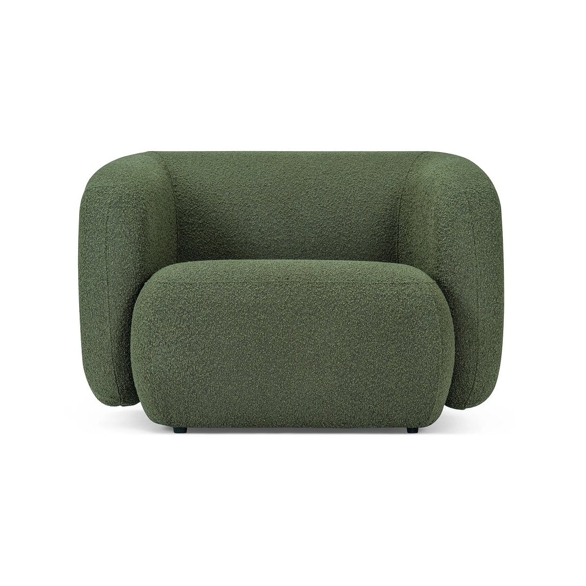 Sofá 1 plaza VOLTA Madera Negra / Bouclé Verde Caqui 100 cm 1
