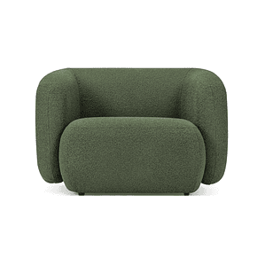 Sofá 1 plaza VOLTA Madera Negra / Bouclé Verde Caqui 100 cm