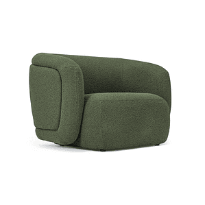 Sofá 1 plaza VOLTA Madera Negra / Bouclé Verde Caqui 100 cm