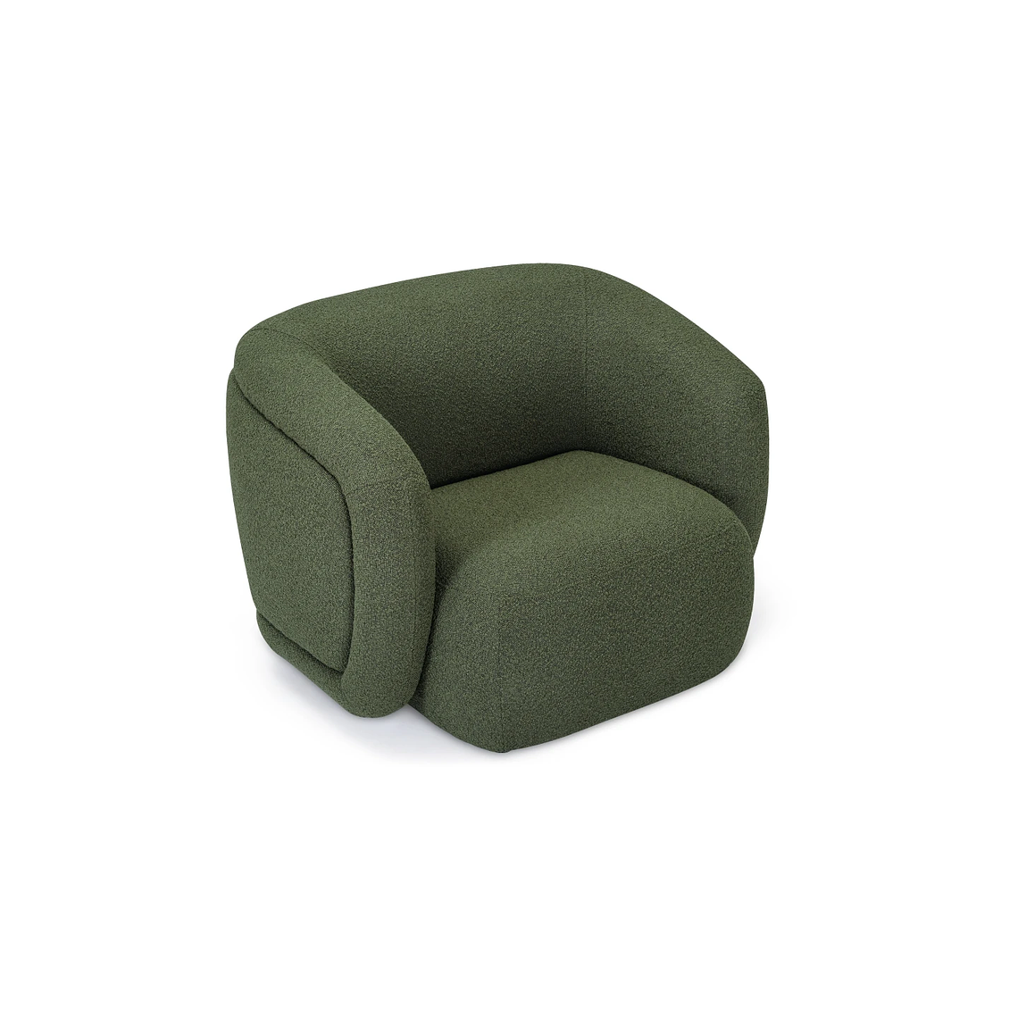 Sofá 1 plaza VOLTA Madera Negra / Bouclé Verde Caqui 100 cm 3