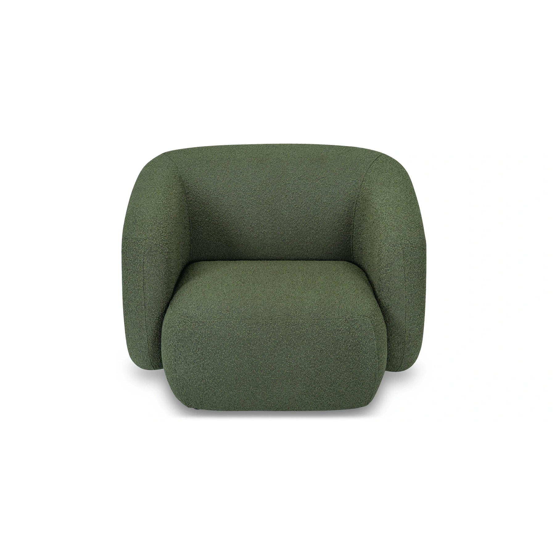 Sofá 1 plaza VOLTA Madera Negra / Bouclé Verde Caqui 100 cm