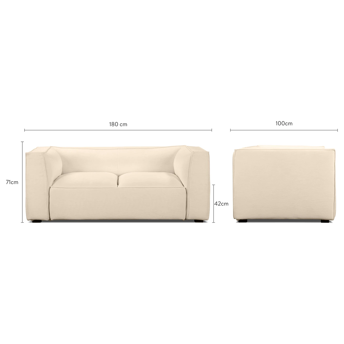 Sofá de 2 plazas AUSTER Madera Negra / Blanco Roto, Ignífugo 180 cm 10