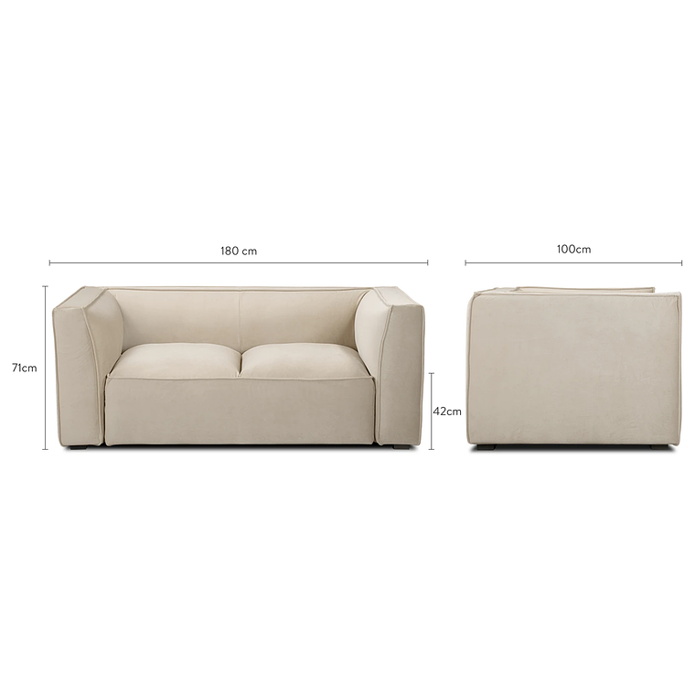 Sofá de 2 plazas AUSTER Madera Negra / Gris Marengo Lafayette, Antimanchas, Ignífugo 180 cm 8