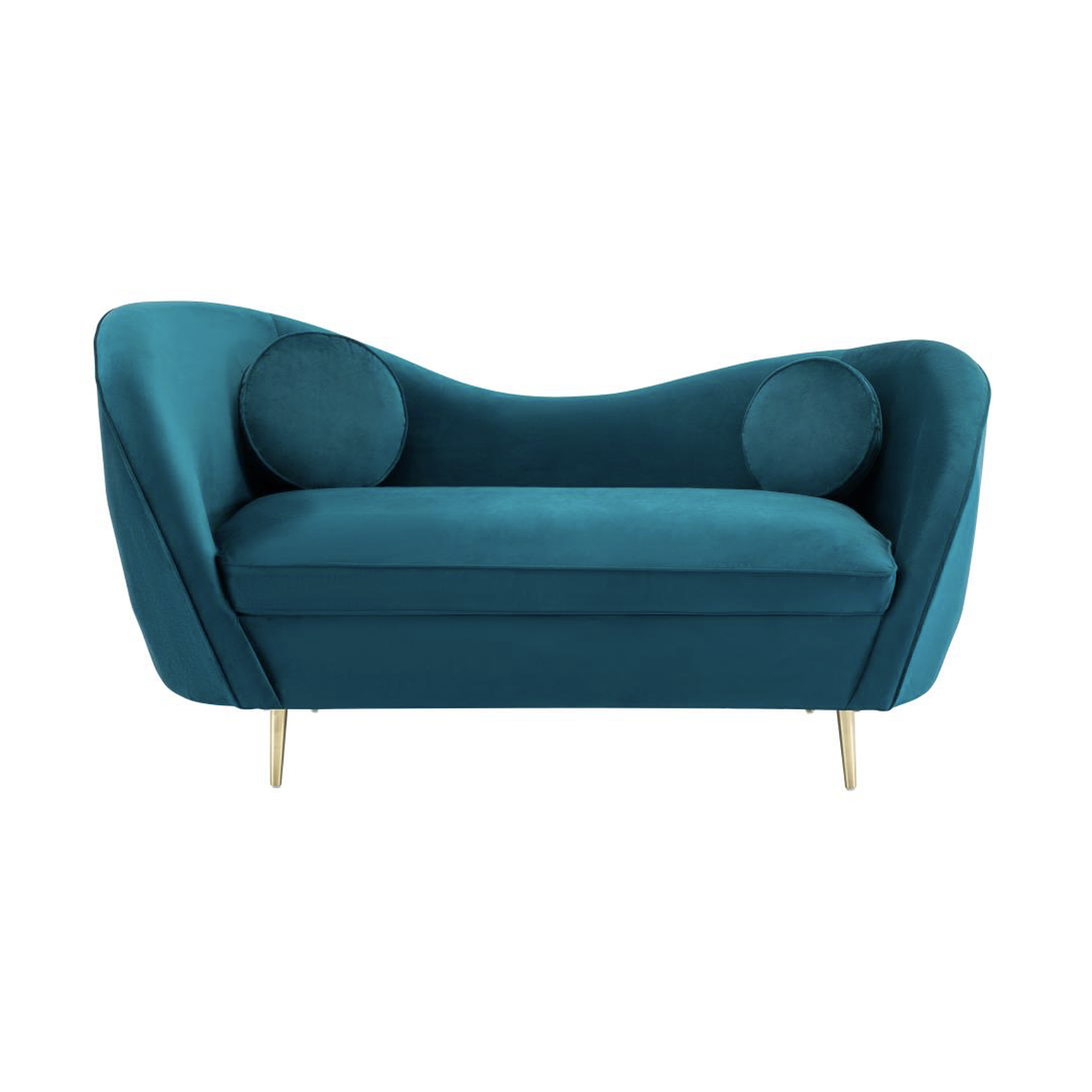 Sofá de 2 plazas de terciopelo azul turquesa ORMARA 160 cm 2