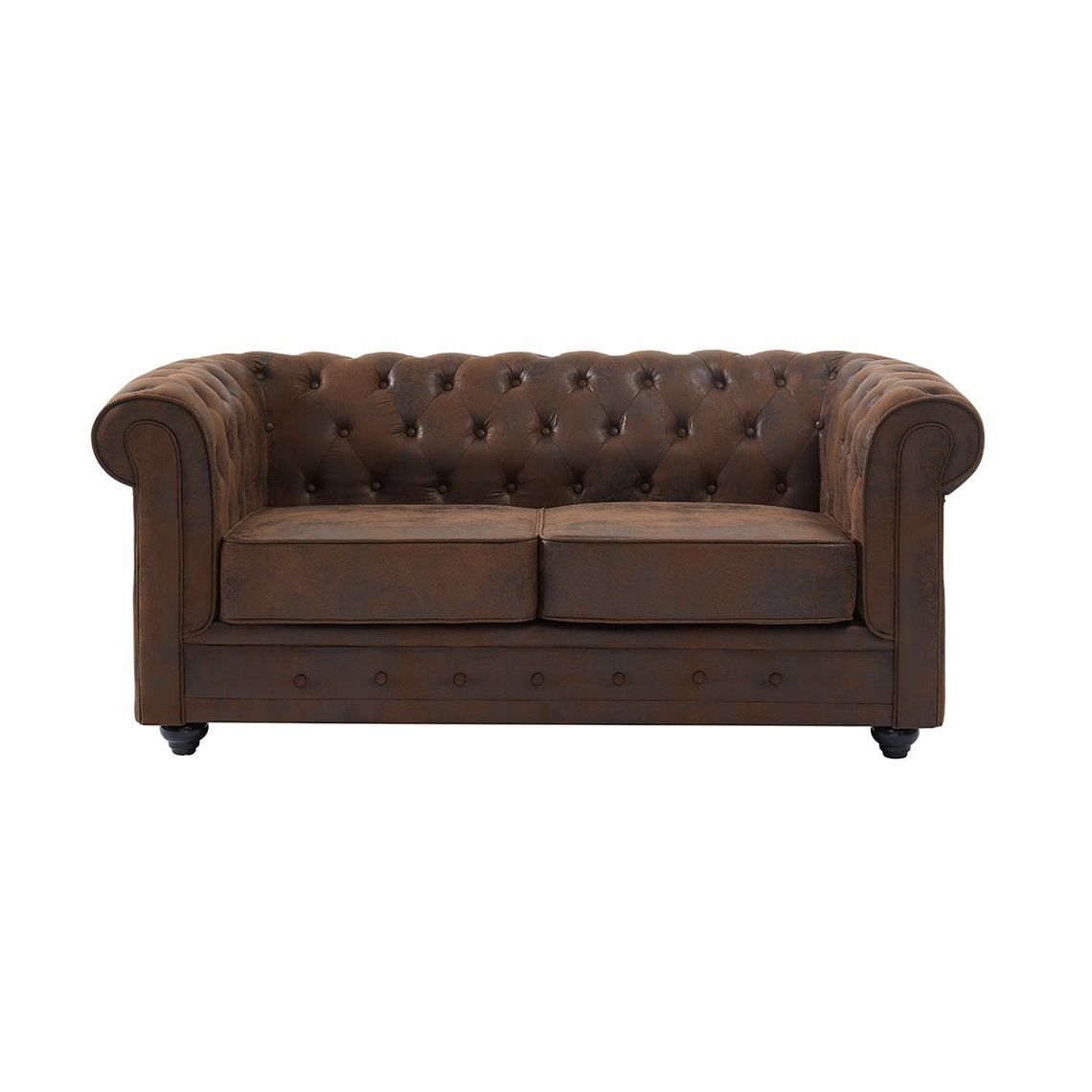 Sofá de 2 plazas CHESTERFIELD de microfibra con acabado de piel envejecida 168 cm 2