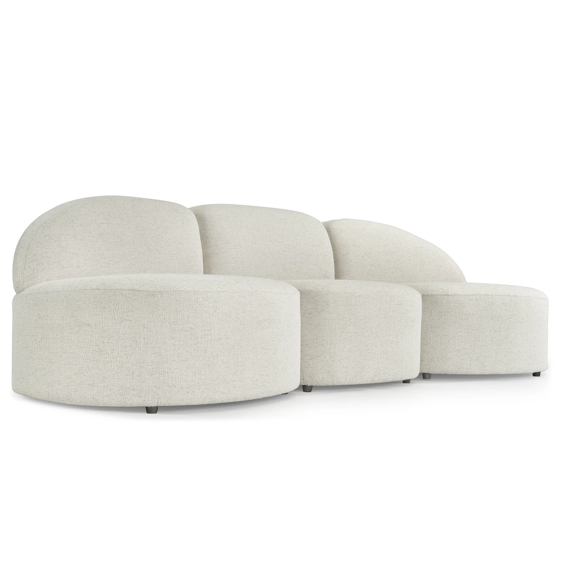 Sofá de 3 plazas modular Madera / Bouclé Blanc Latte 357 cm 3