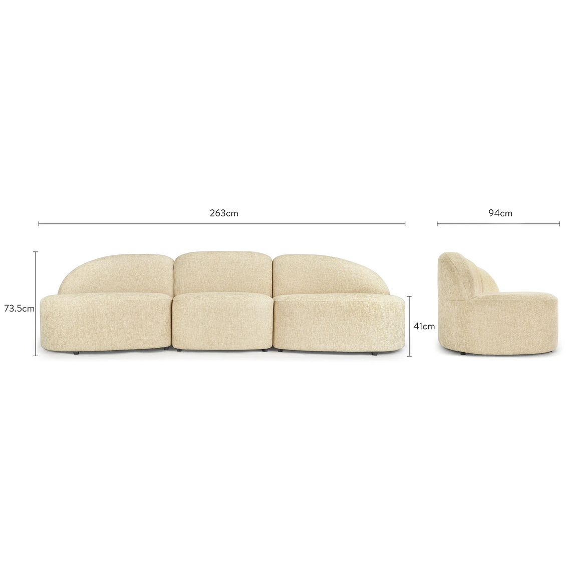 Sofá de 3 plazas modular Madera / Tweed Sable 357 cm 12