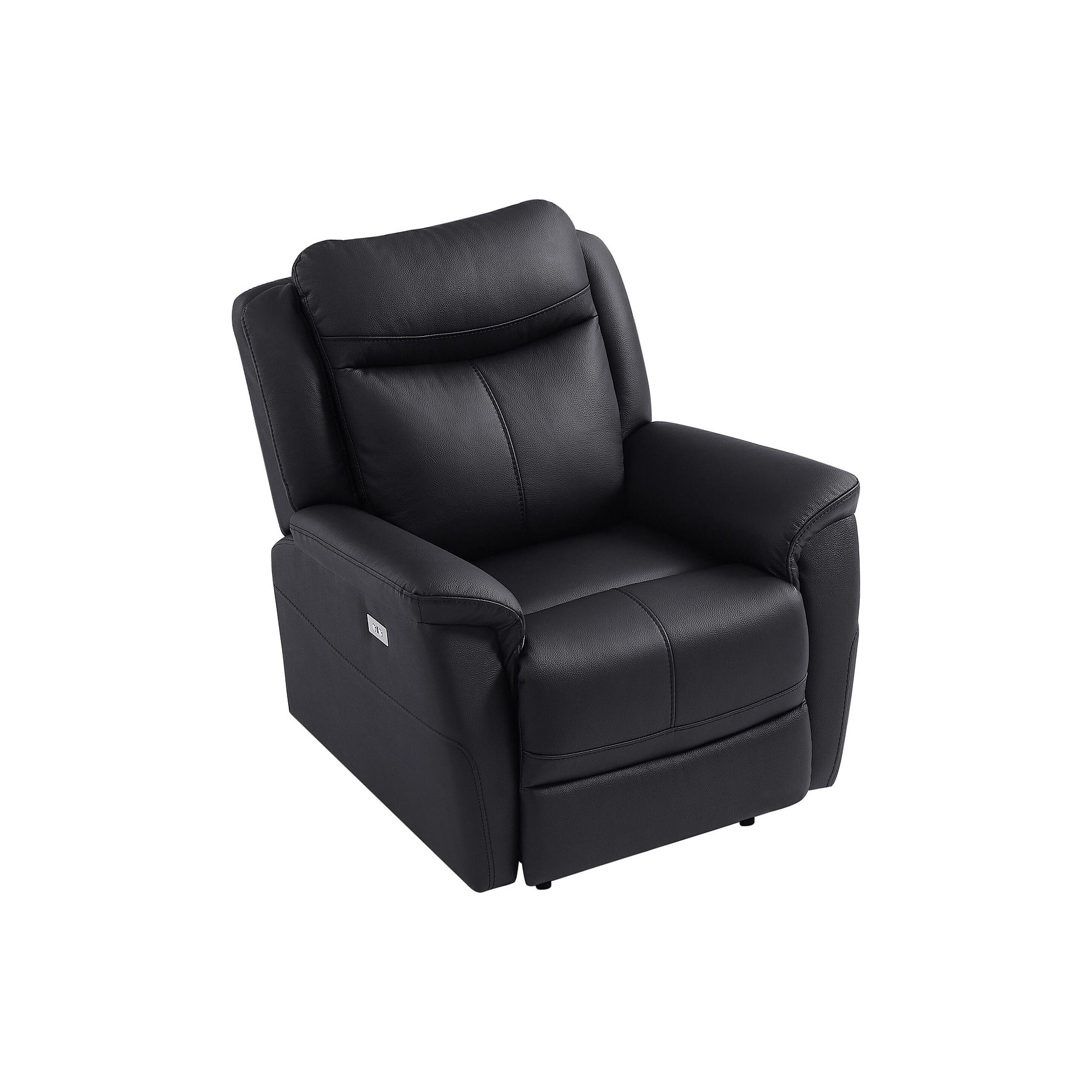 Bergere relax eléctrico de cuero de vaca negro NOMAJO