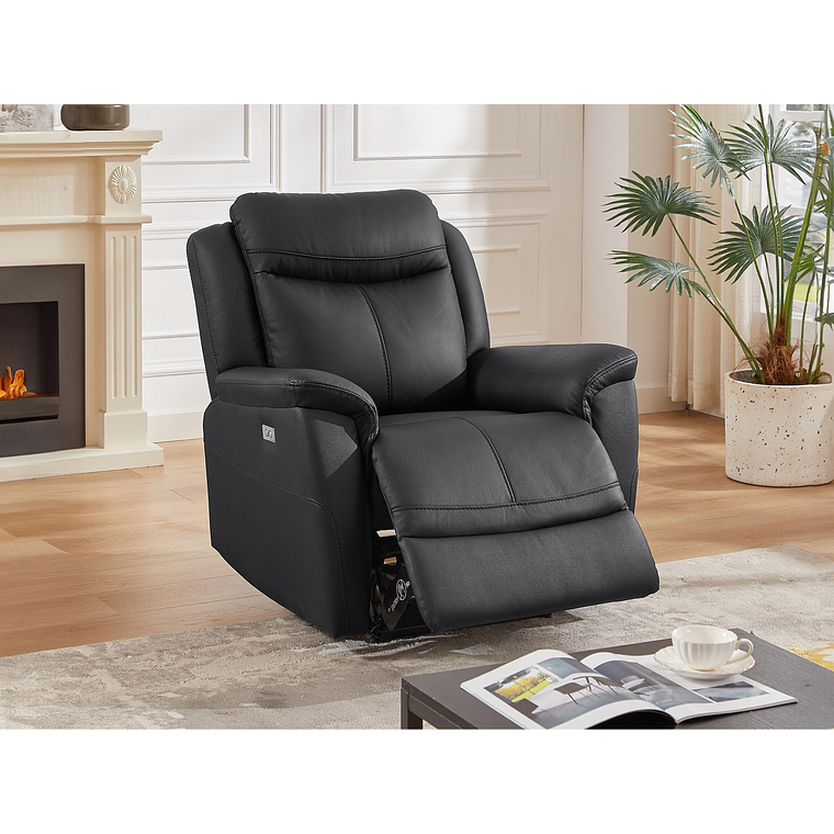 Bergere relax eléctrico de cuero de vaca negro NOMAJO 4