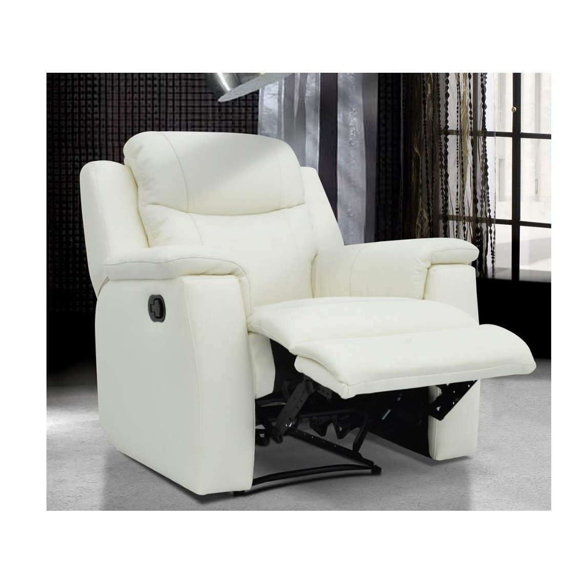 Bergere relax EVASION de piel mecanismo relax Blanco Marfil 2