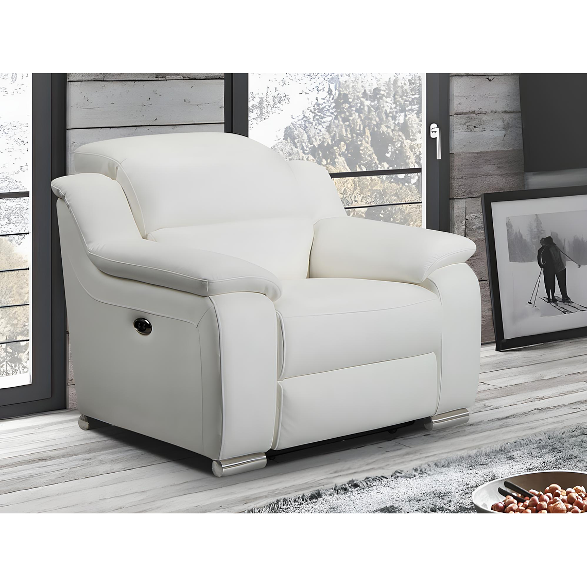 Bergere relax de piel ARENA - Blanco marfil 2