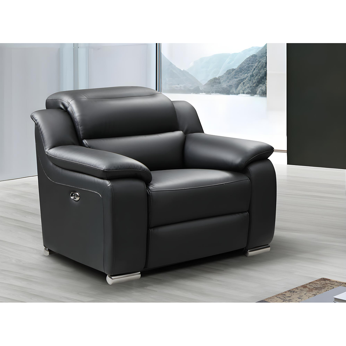 Bergere relax de piel ARENA - Negro 1