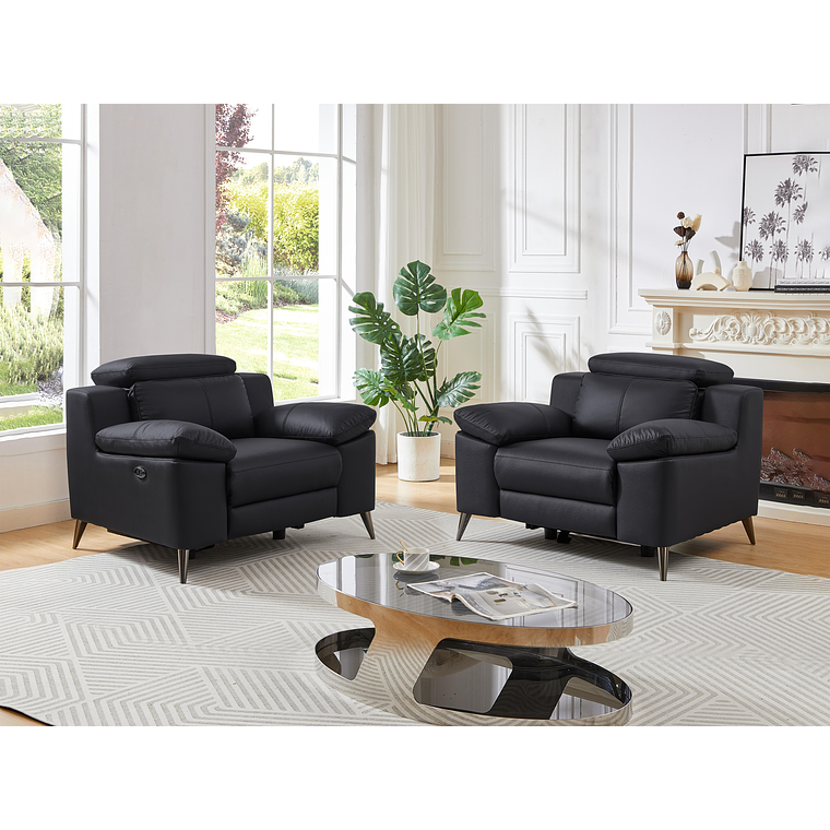 Bergere relax eléctrico de cuero negro MAROTI 6