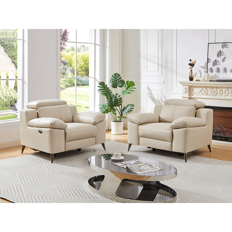 Bergere relax eléctrico de cuero beige MAROTI 7