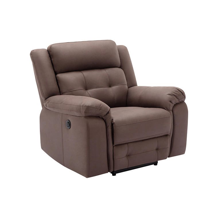 Bergere reclinable eléctrico de microfibra con aspecto de cuero envejecido marrón ORTIANO 4