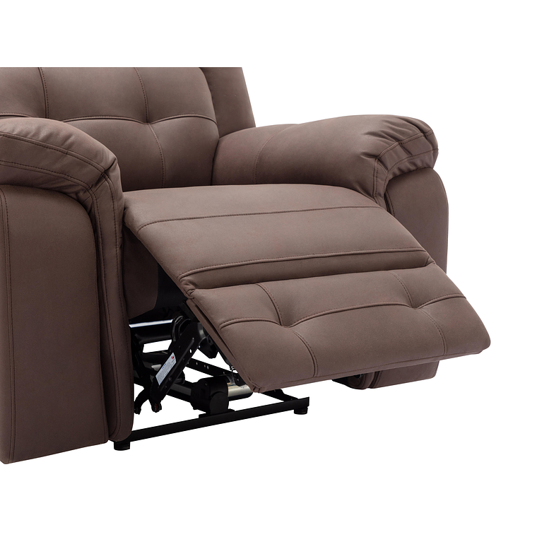 Bergere reclinable eléctrico de microfibra con aspecto de cuero envejecido marrón ORTIANO 8