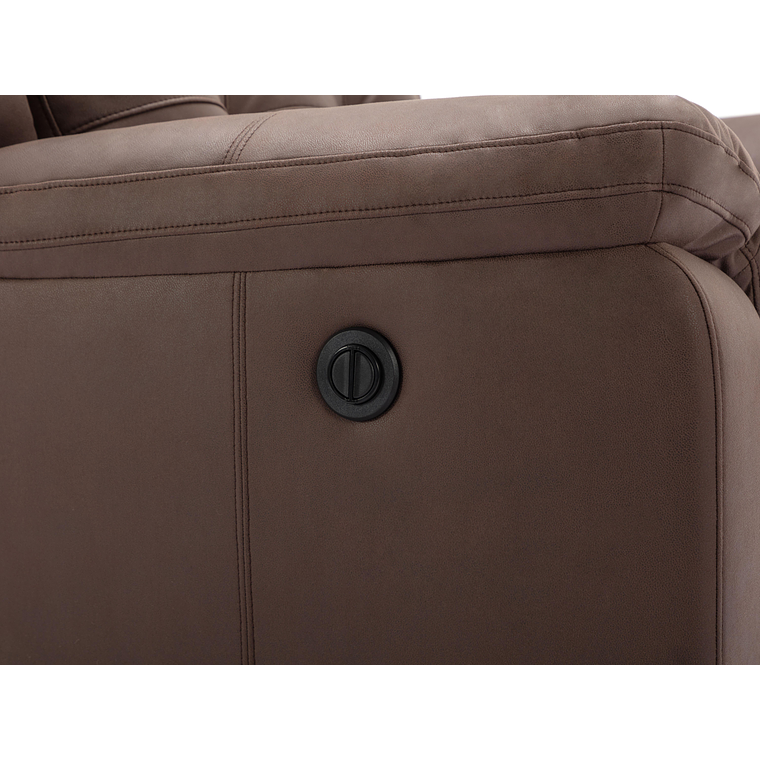 Bergere reclinable eléctrico de microfibra con aspecto de cuero envejecido marrón ORTIANO 9