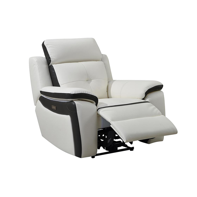Bergere relax eléctrico de piel ANGELIQUE - Blanco/antracita 1