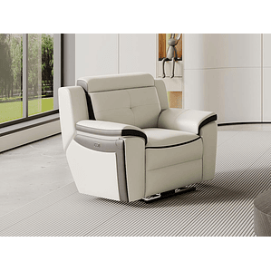 Bergere relax eléctrico de piel ANGELIQUE - Blanco/antracita