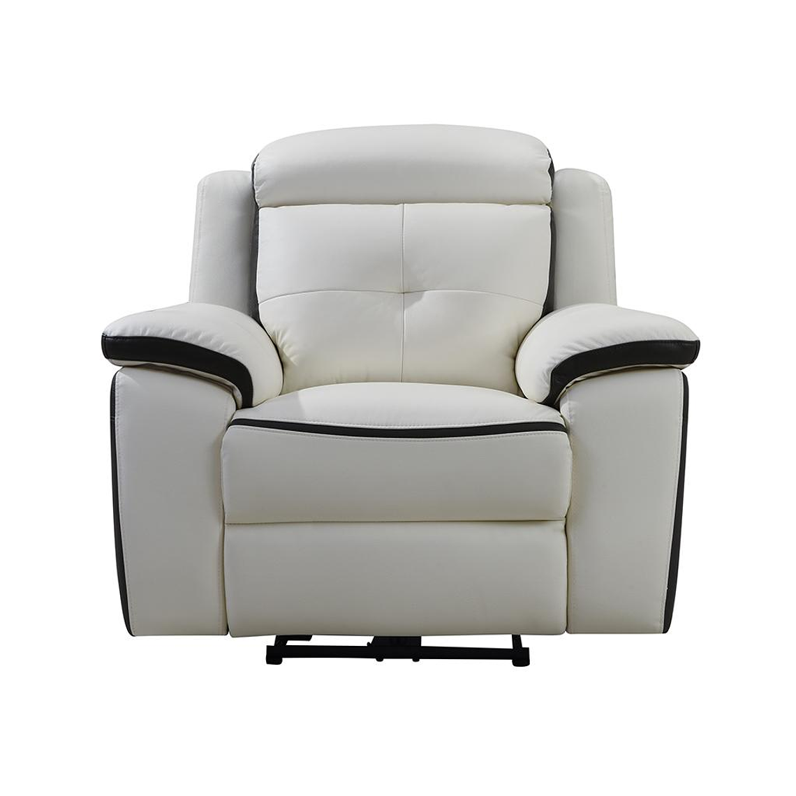 Bergere relax eléctrico de piel ANGELIQUE - Blanco/antracita 3