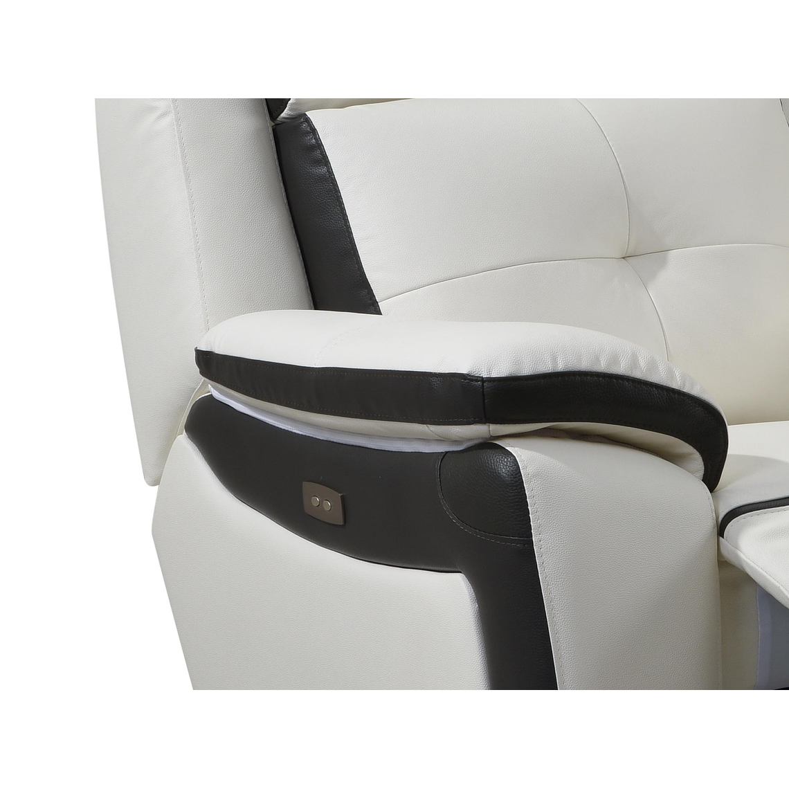 Bergere relax eléctrico de piel ANGELIQUE - Blanco/antracita 4