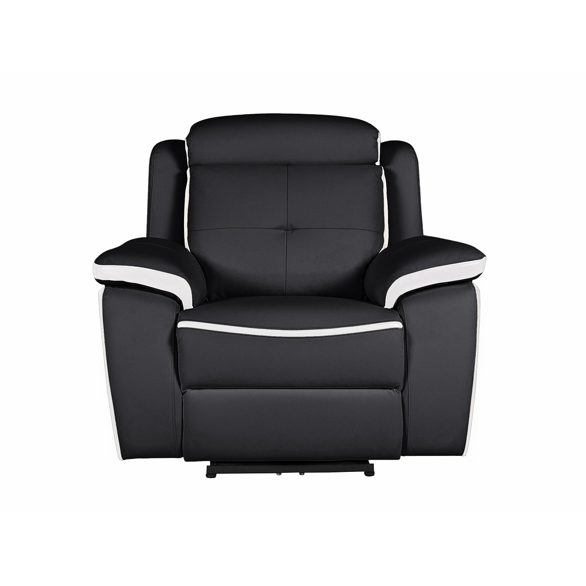 Bergere relax eléctrico de piel ANGELIQUE - Negro/blanco 3