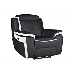 Bergere relax eléctrico de piel ANGELIQUE - Negro/blanco
