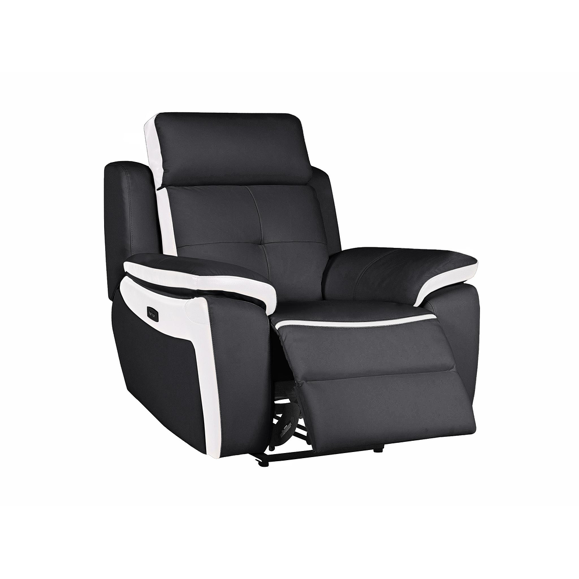 Bergere relax eléctrico de piel ANGELIQUE - Negro/blanco 4