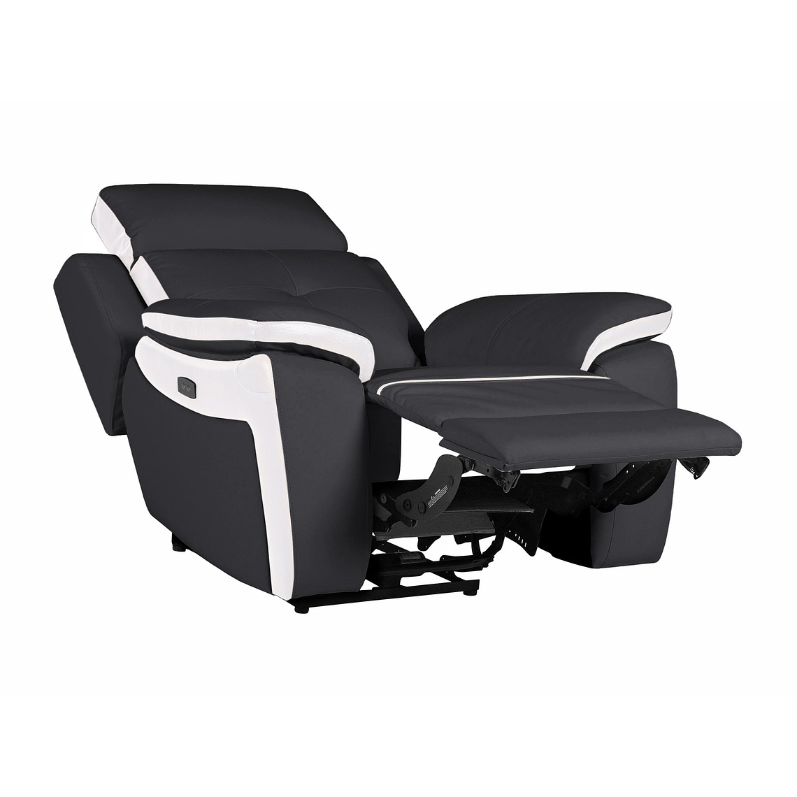 Bergere relax eléctrico de piel ANGELIQUE - Negro/blanco 5