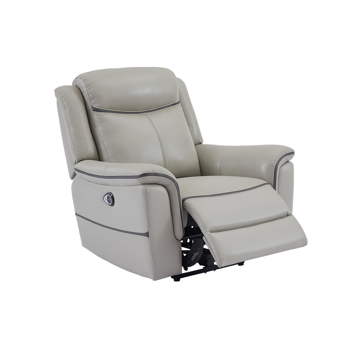 Bergere relax eléctrico de cuero gris claro ADELIO 5