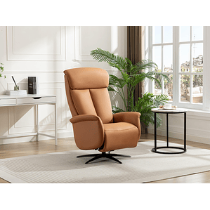 Bergere relax eléctrico de piel sintética color camel TUOPI