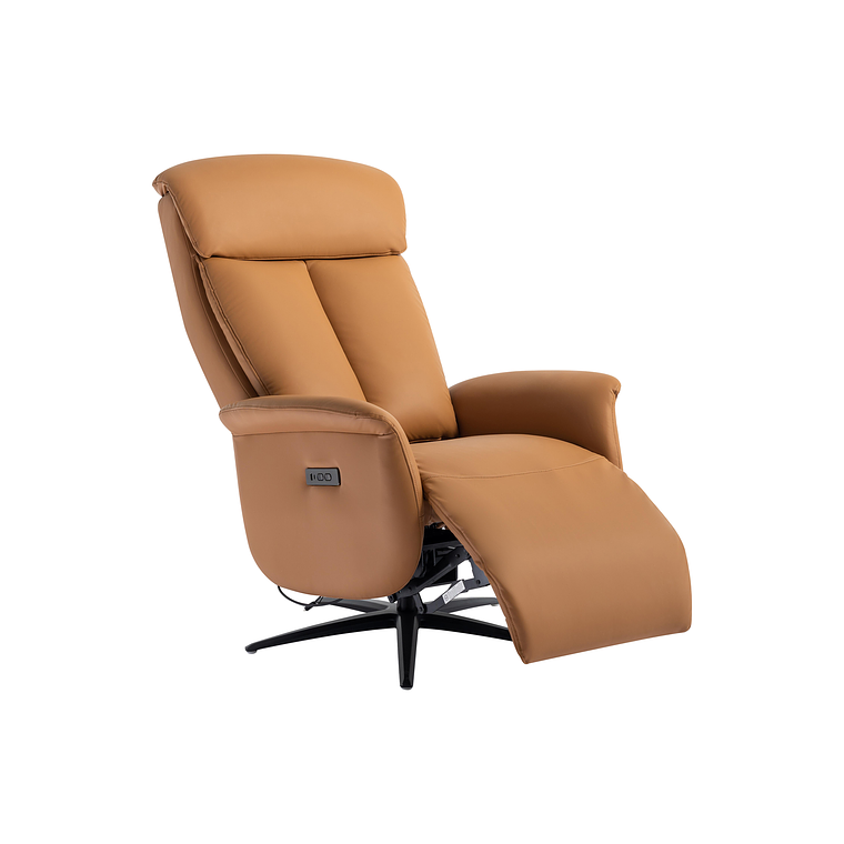 Bergere relax eléctrico de piel sintética color camel TUOPI 4