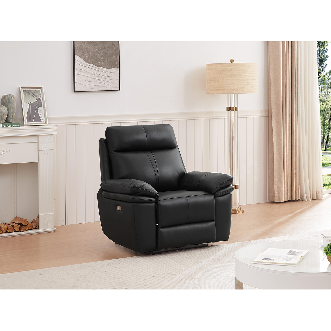 Bergere relax eléctrico de cuero negro MESOLA 1