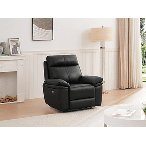 Bergere relax eléctrico de cuero negro MESOLA