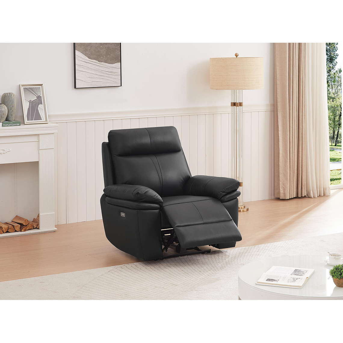 Bergere relax eléctrico de cuero negro MESOLA 2