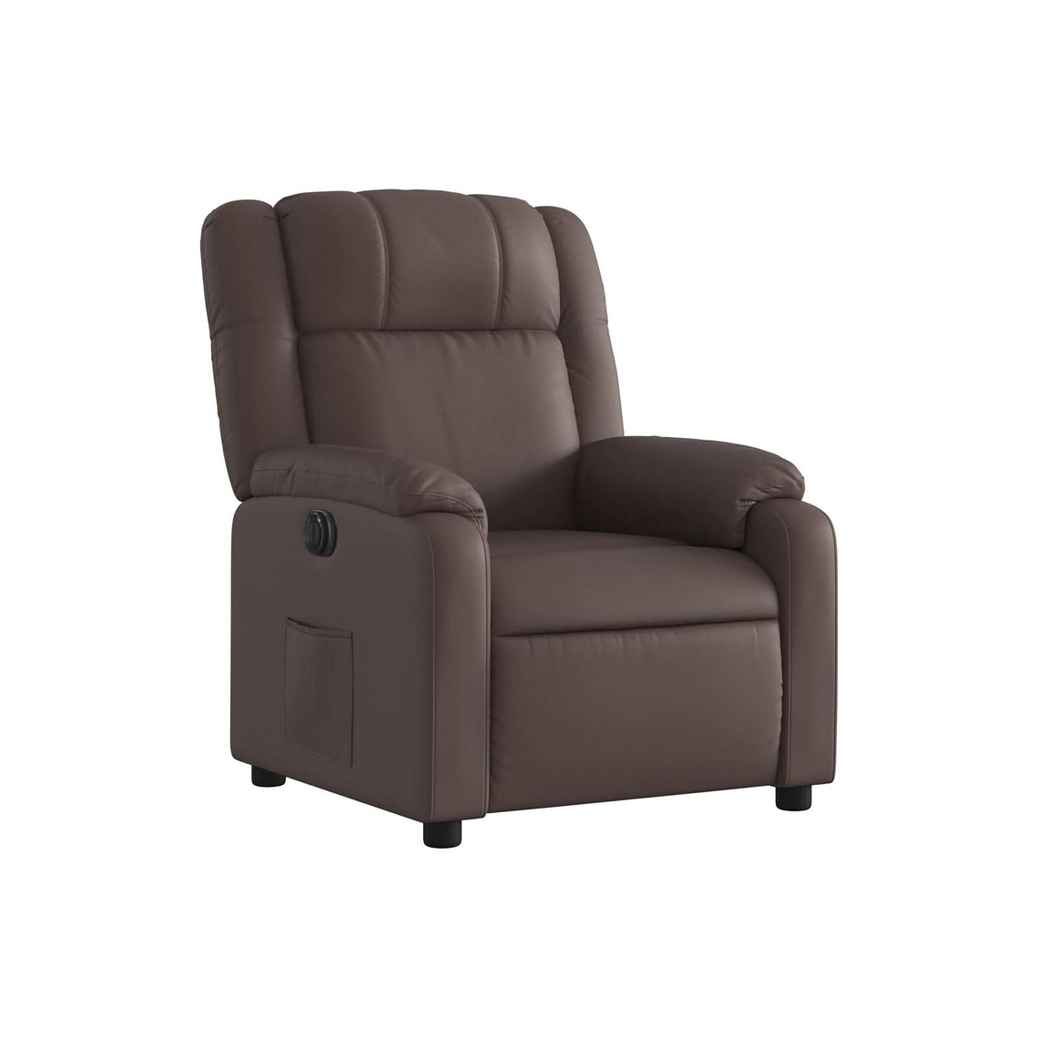 Bergere reclinable eléctrico de cuero sintético marrón 3