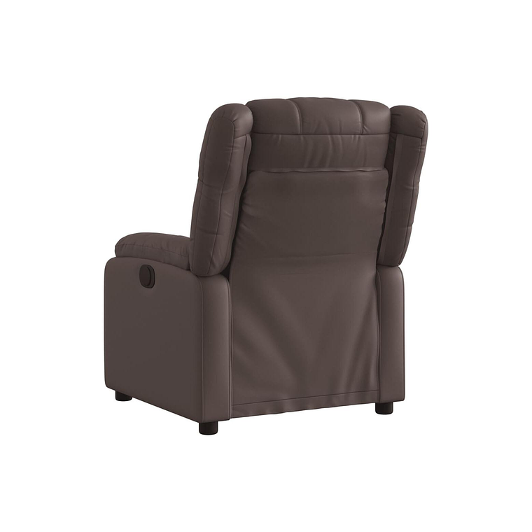 Bergere reclinable eléctrico de cuero sintético marrón 4