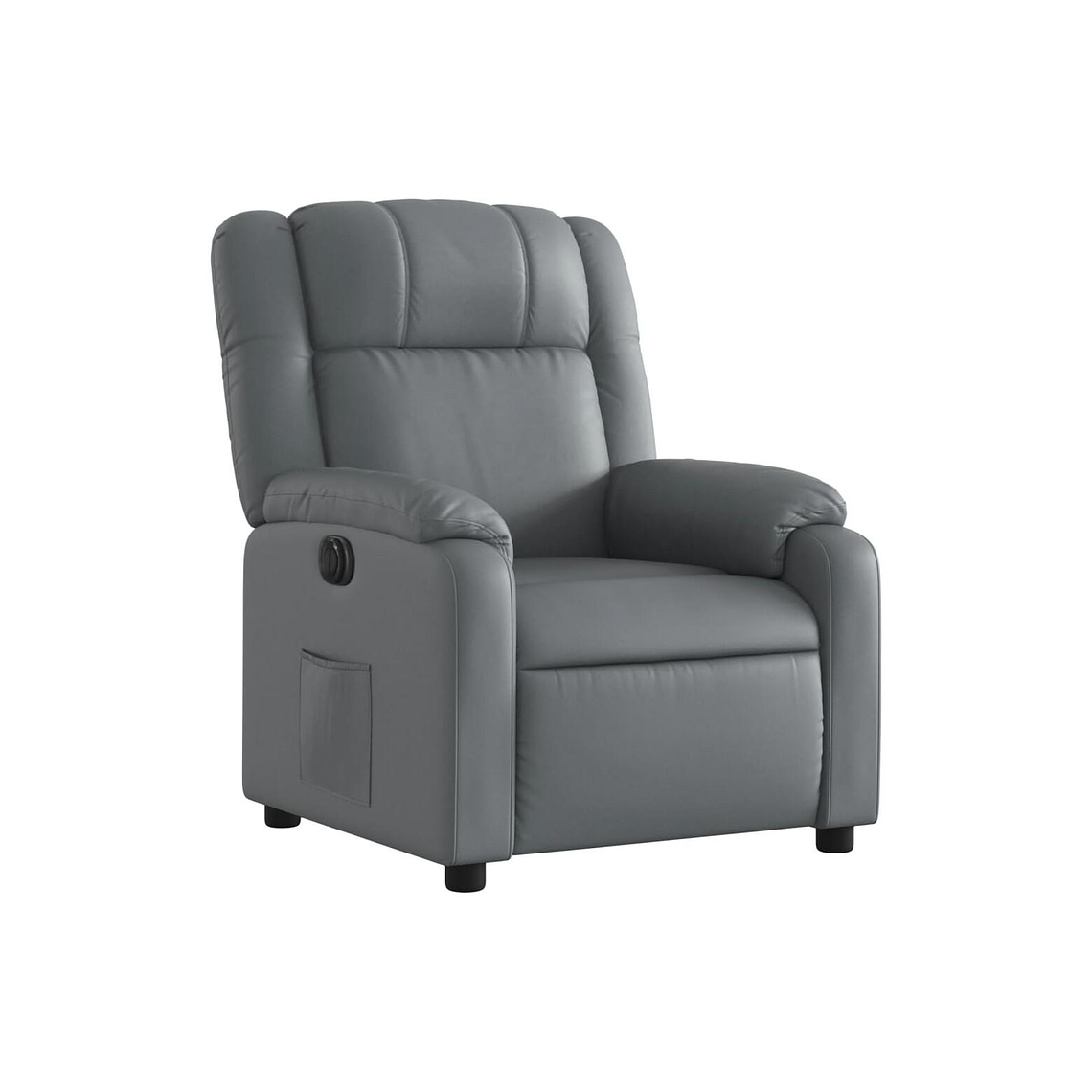 Bergere reclinable eléctrico de cuero sintético gris 3