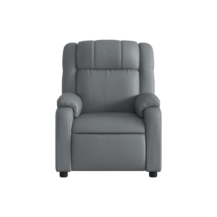 Bergere reclinable eléctrico de cuero sintético gris 8