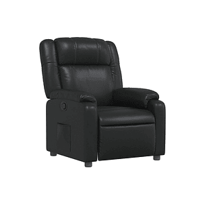 Bergere reclinable eléctrico de cuero sintético negro