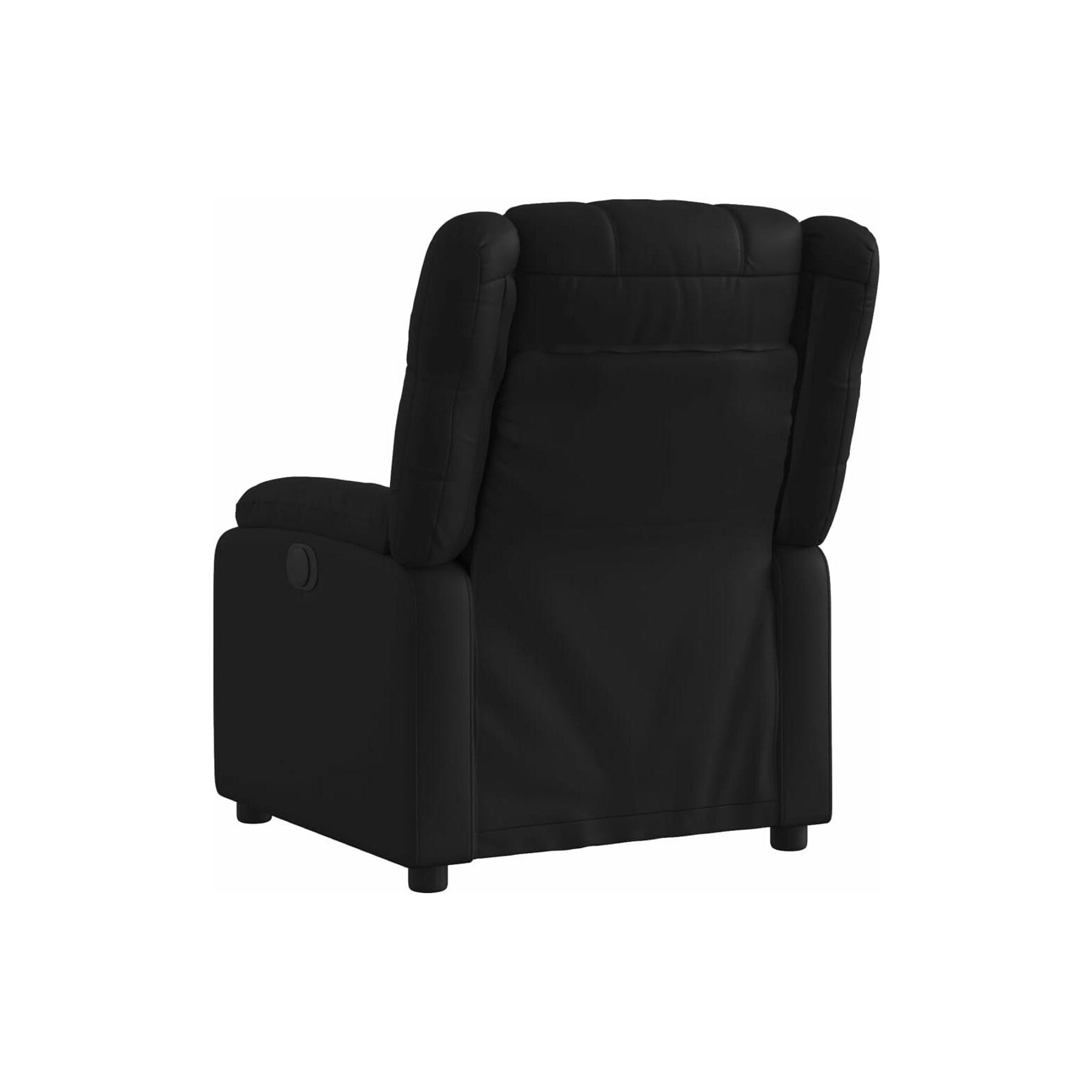 Bergere reclinable eléctrico de cuero sintético negro