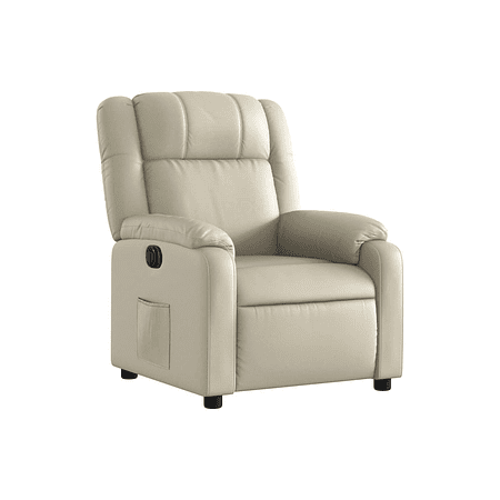 Bergere reclinable eléctrico de cuero sintético crema