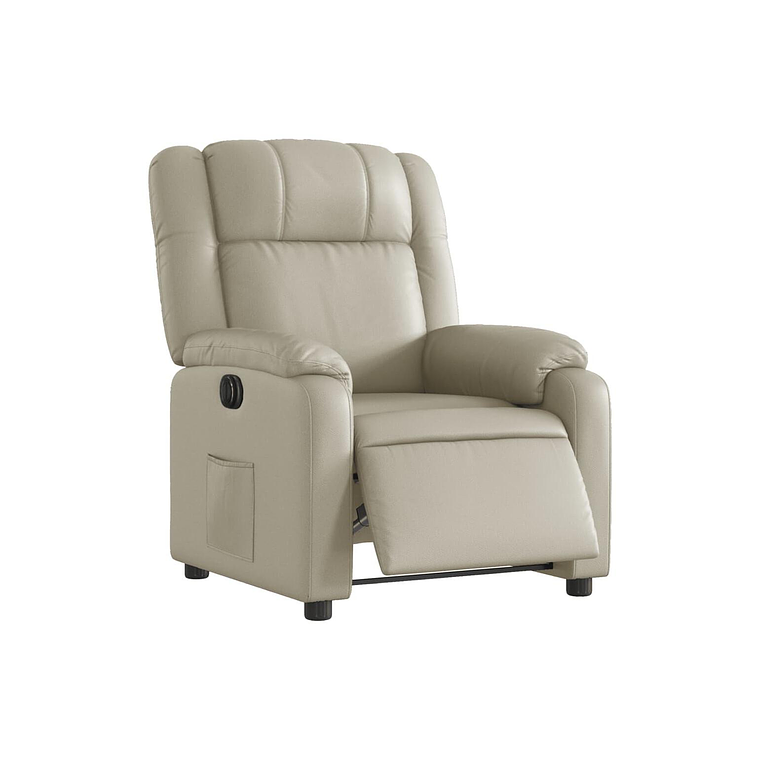 Bergere reclinable eléctrico de cuero sintético crema 3