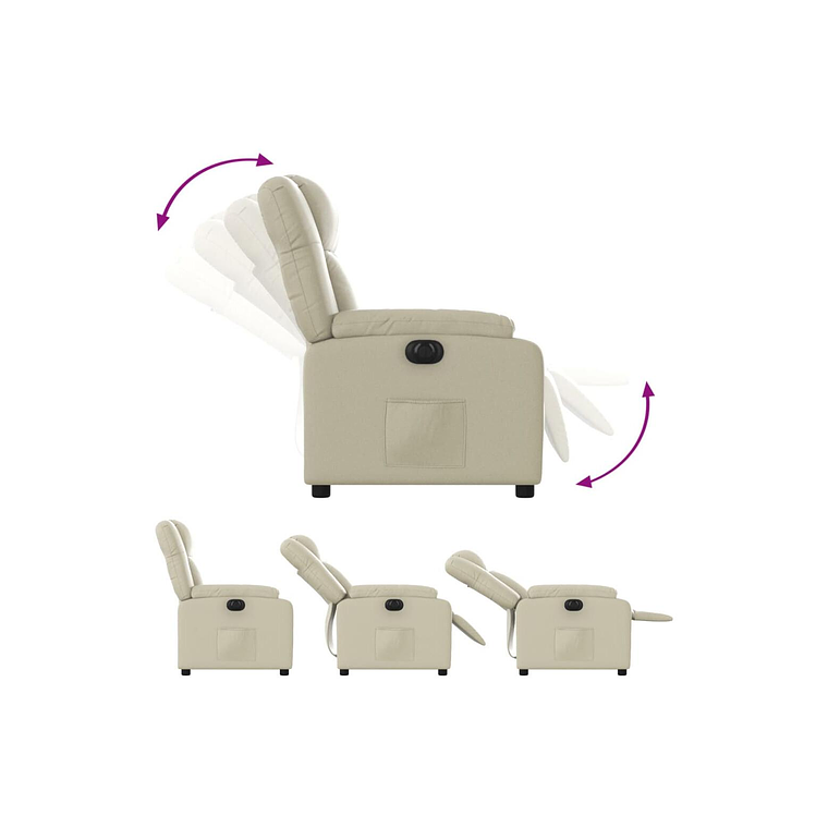 Bergere reclinable eléctrico de cuero sintético crema 6