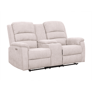 Sofá de 2 plazas relax eléctrico con tableta NEVERS de tela - Beige 173 cm