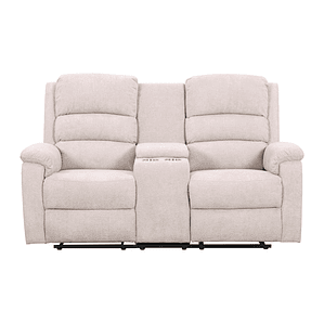 Sofá de 2 plazas relax eléctrico con tableta NEVERS de tela - Beige 173 cm